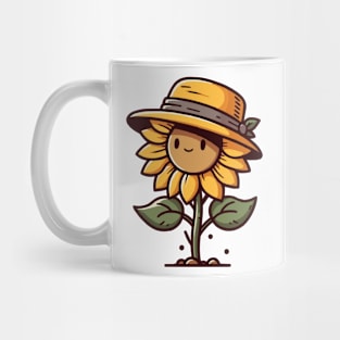 cute sunflower wearing hat Mug